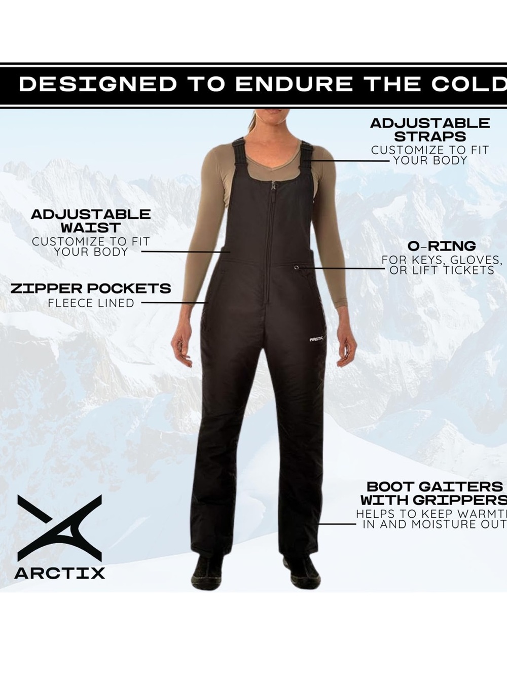Arctix Women's Essential Insulated Ski Bibs, Water Resistant Snow Pants. X-Large - Picture 5 of 7